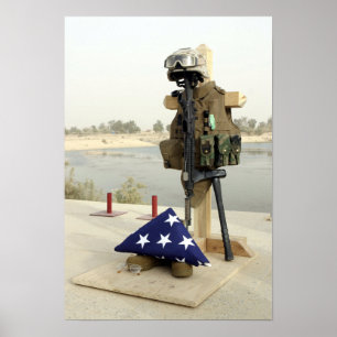 A fallen soldiers gear display poster