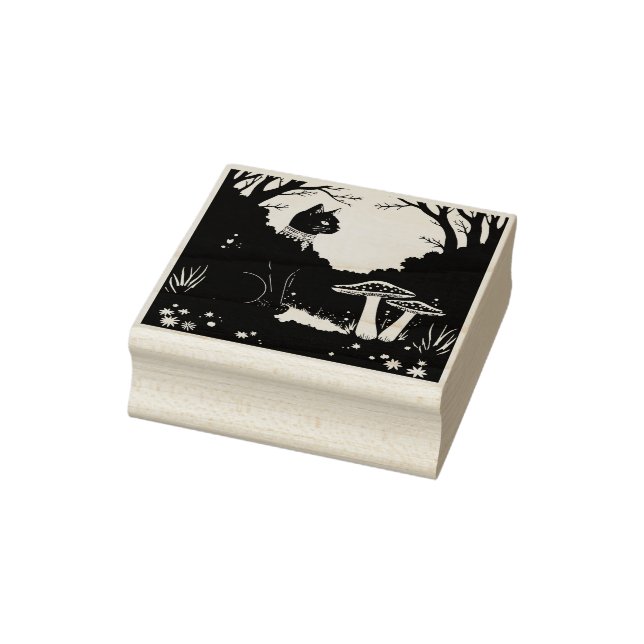 A Familiar Black Cat And Toadstools Halloween 1 Rubber Stamp (Stamp)
