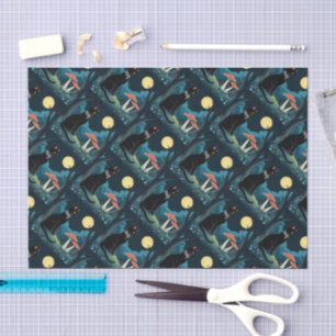 A Familiar Black Cat And Toadstools Halloween 1 Tissue Paper