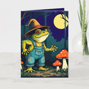 A Familiar Toad Witch Foraging At Night Holiday Card