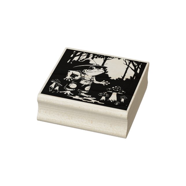 A Familiar Toad Witch Foraging At Night Rubber Stamp (Stamp)