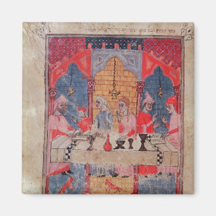 A family gathered at the table for Passover Magnet
