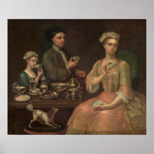 A Family of Three at Tea, c.1727 Poster