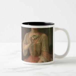 A Family of Three at Tea, c.1727 Two-Tone Coffee Mug
