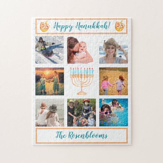 A Family Photo Collage Hanukkah Gift Keepsake    Jigsaw Puzzle (Vertical)