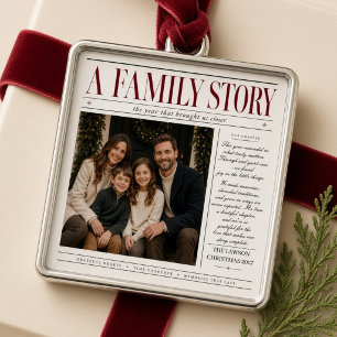 A Family Story Personalised Family Photo Christmas Metal Ornament
