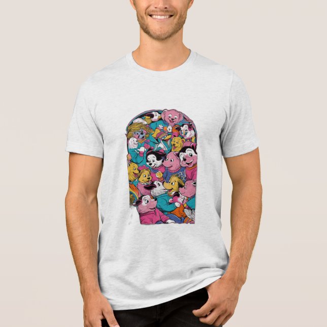 A famous scene recreated but with animals  Tri-Blend shirt (Front)