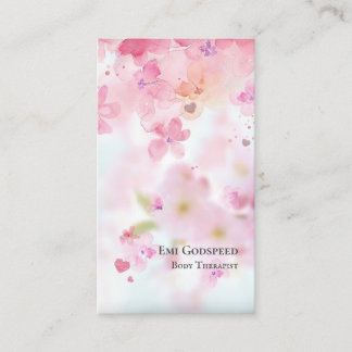 a fancy card with pink cherry petals dancing 