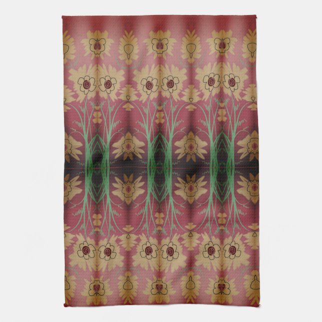 A Fancy Rose Barn Red Tea-Towel Tea Towel (Vertical)