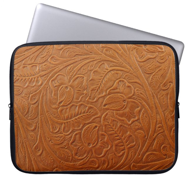 A fancy tan brown light coloured background made o laptop sleeve (Front)