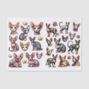 A Fantastic Mix of Hairless Cats Illustrations Tissue Paper
