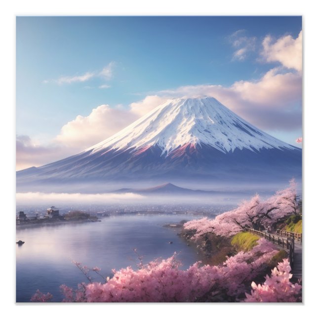 A Fantastic Oil Painting of Mount Fuji Photo Print (Front)