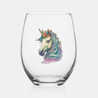 A Fantastical Unicorn!  Stemless Wine Glass