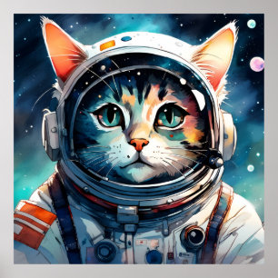 A fantasy cat astronaut poster
