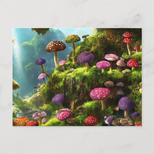 A fantasy forest full of mushrooms postcard (Front)