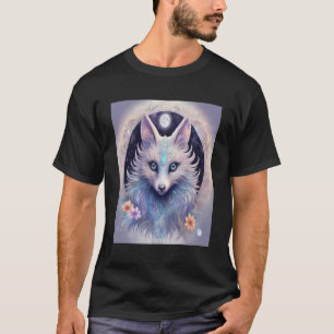 A Fantasy Fox Cat Surrounded By Flowers Nature Ani T-Shirt