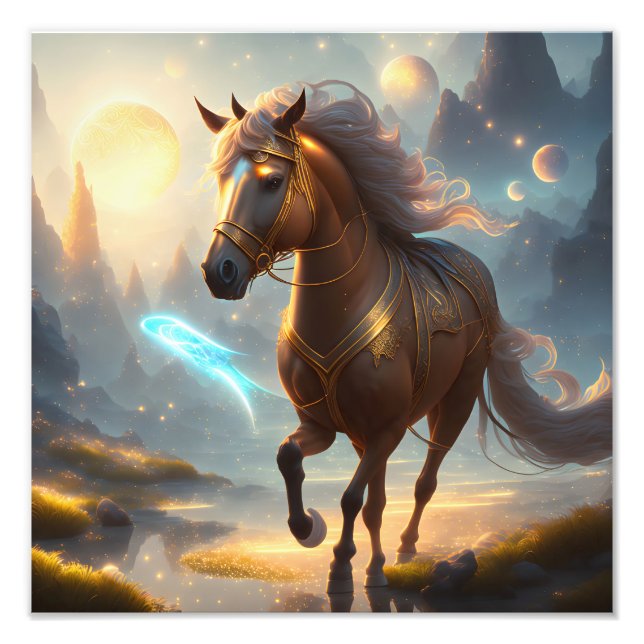  A Fantasy Horse's Journey. AI artwork Photo Print (Front)