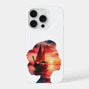 A fantasy journey on a sailboat at sunset iPhone 15 pro case