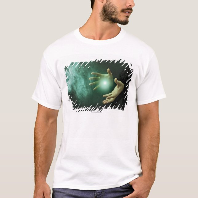 A fantasy wizard making magic with his hands. T-Shirt (Front)