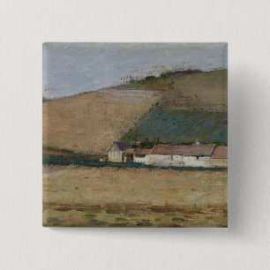 A Farm Among Hills, Giverny, c.1887 15 Cm Square Badge