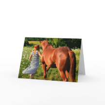 A Farm Girl And Her Horse Greeting Card