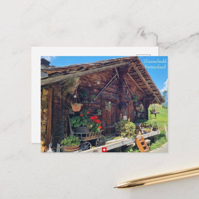 A Farm Shed in Gimmelwald, Switzerland Postcard (Front/Back In Situ)