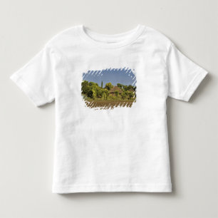 A farmed field in front of thatched roof houses toddler T-Shirt