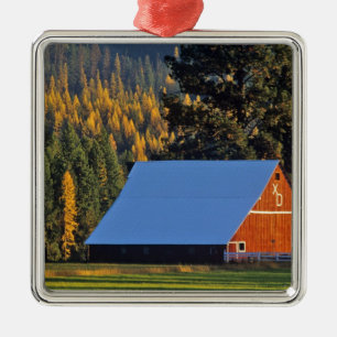 A Farmed red barn built in 1911 near Troy Metal Tree Decoration