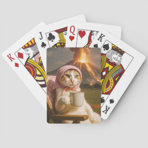 A Farmer Cat with Volcano Cards