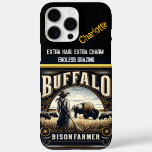 A Farmer Tending to Bison in Golden Fields at Dawn iPhone 16 Pro Max Case