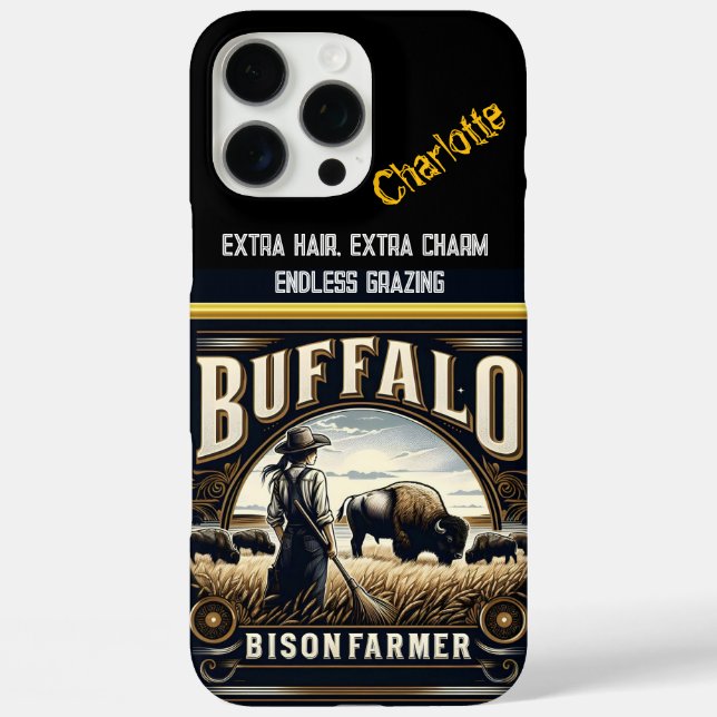 A Farmer Tending to Bison in Golden Fields at Dawn Case-Mate iPhone Case (Back)