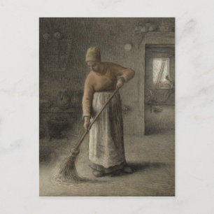 A Farmer's wife sweeping, 1867 Postcard