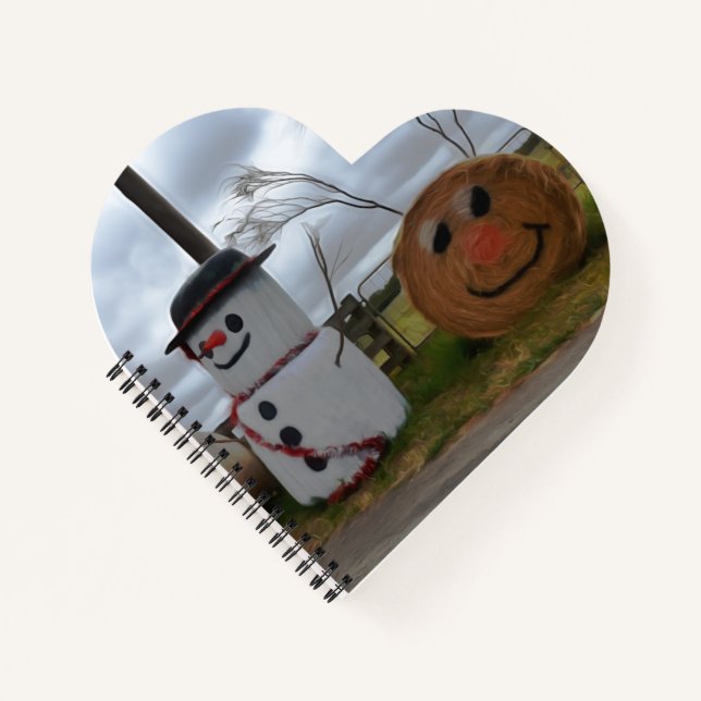A Farmyard Christmas Heart Shaped Notebook (Front)
