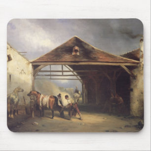 A Farrier shoeing a Horse Mouse Pad