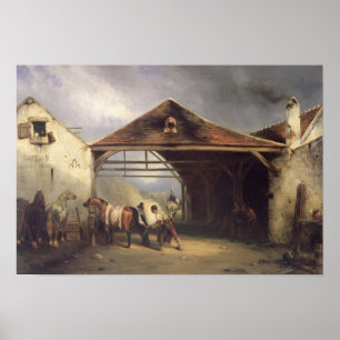 A Farrier shoeing a Horse Poster