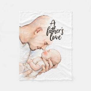 A Father's Tender Moment Fleece Blanket
