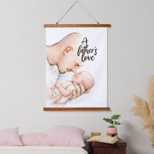 A Father's Tender Moment Hanging Tapestry