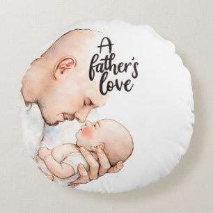 A Father's Tender Moment Round Cushion