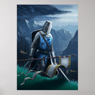 A fearless knight marches on. poster