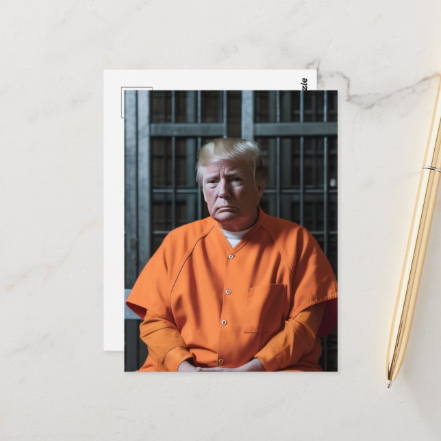 A Felon in Prison Behind Bars Postcard (Front/Back In Situ)