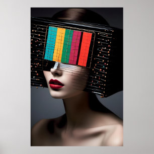 A female Colourful TV Head  Poster