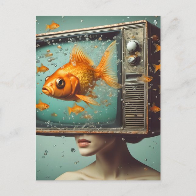 A female goldfish TV Head Retro All Occasion Postcard (Front)
