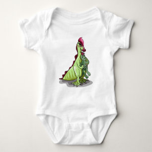 A Female Hadrosaurus Holding A Doll. Baby Bodysuit