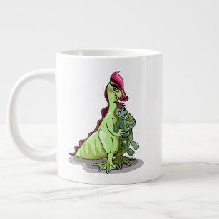A Female Hadrosaurus Holding A Doll. Large Coffee Mug