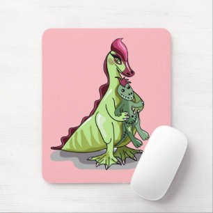 A Female Hadrosaurus Holding A Doll. Mouse Pad