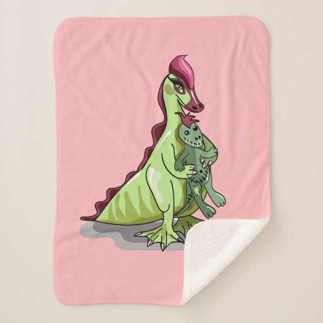 A Female Hadrosaurus Holding A Doll. Sherpa Blanket (Front)
