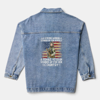 A Female Veteran Stands Up For Her Country Denim Jacket