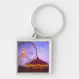 A ferris wheel and carousel at the Navy Pier in Key Ring