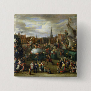 A Festival at Antwerp 15 Cm Square Badge