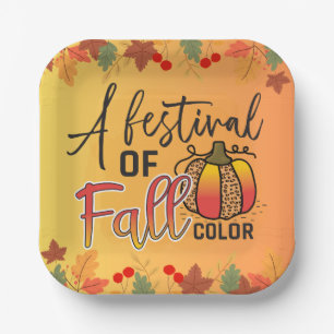 A festival of fall colours autumn Thanksgiving Paper Plate